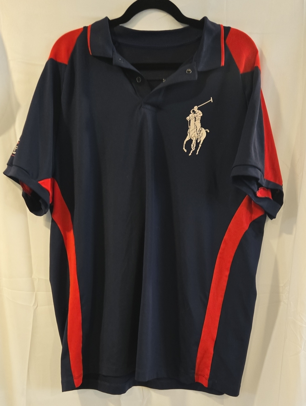 Ralph Lauren US Open 2006 Polo Shirt Navy Blue Red Big Pony Men's XL